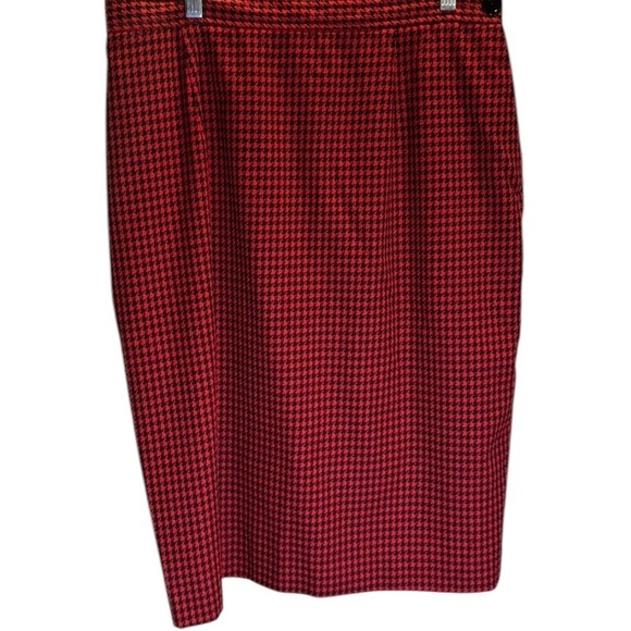 Chaus red and black houndstooth pencil skirt with pockets midi holiday Christmas - Picture 1 of 12